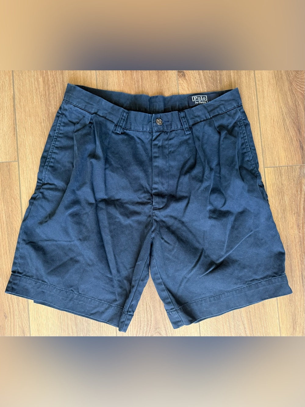 Polo Ralph Lauren Men's 32 Classic Fit Double Pleated Chino Shorts Navy Blue 9in